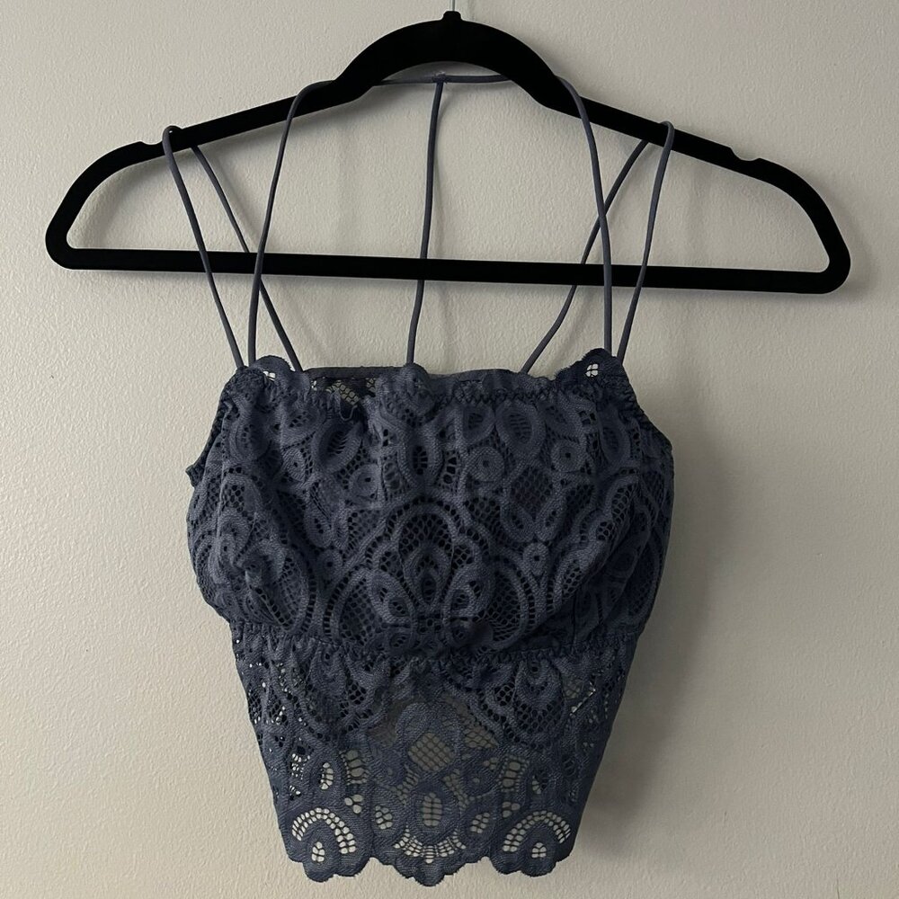 Blue Lace Crop Top